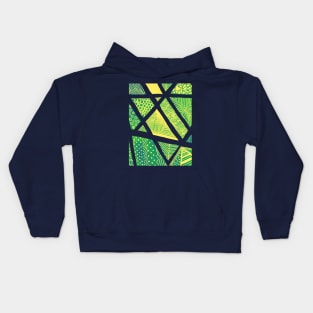 Geometric doodles - green and yellow Kids Hoodie